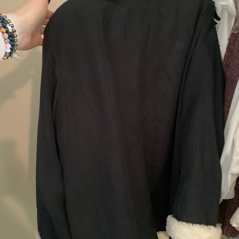 Black with faux white fur trim